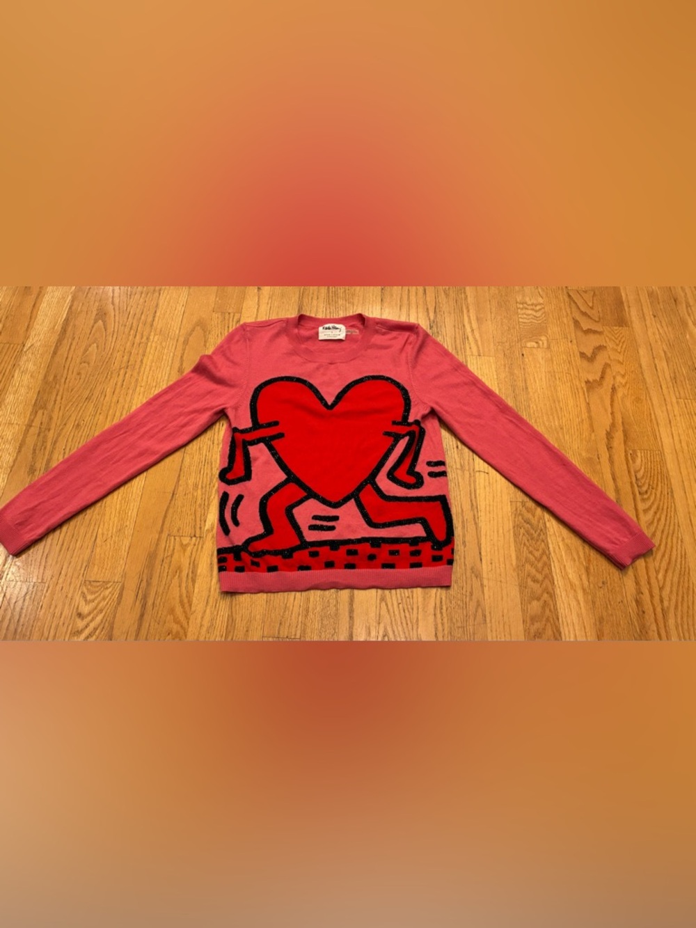 Alice + Olivia Keith Haring Chia Heart embellished Sweater